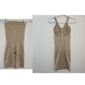 Spanx Womens Nude Shapewear Shorts Dress Bundle Size L Shaping Tummy Control